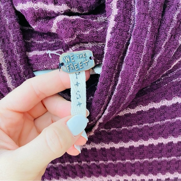 Free People Long Sleeve Stripe Top Purple Sz Small - Picture 5 of 9